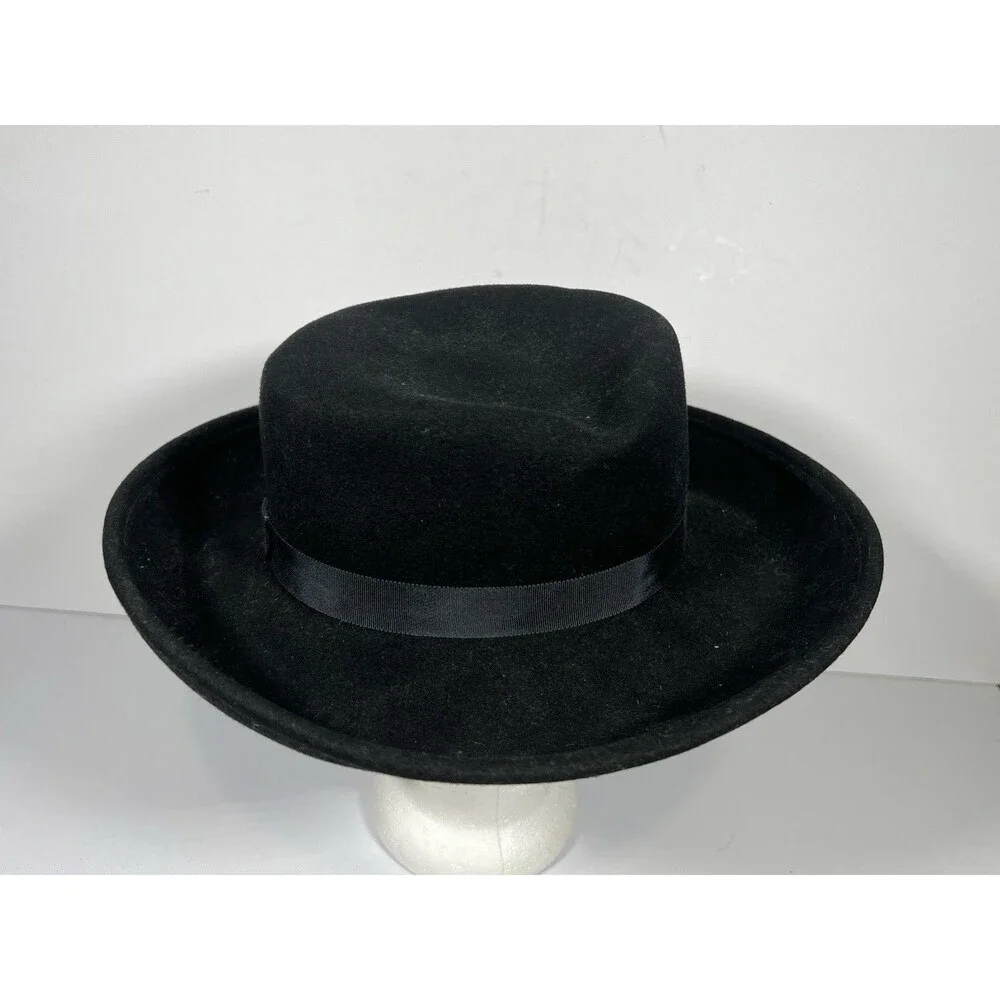 Vintage LiteFelt Black Wool Bowler Hat by Commodore Classic Derby Style